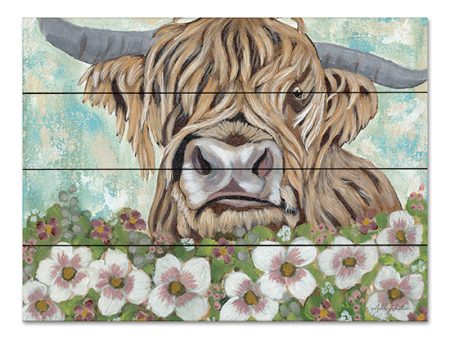 AJ109PAL - Floral Highland Cow - 16x12 Discount